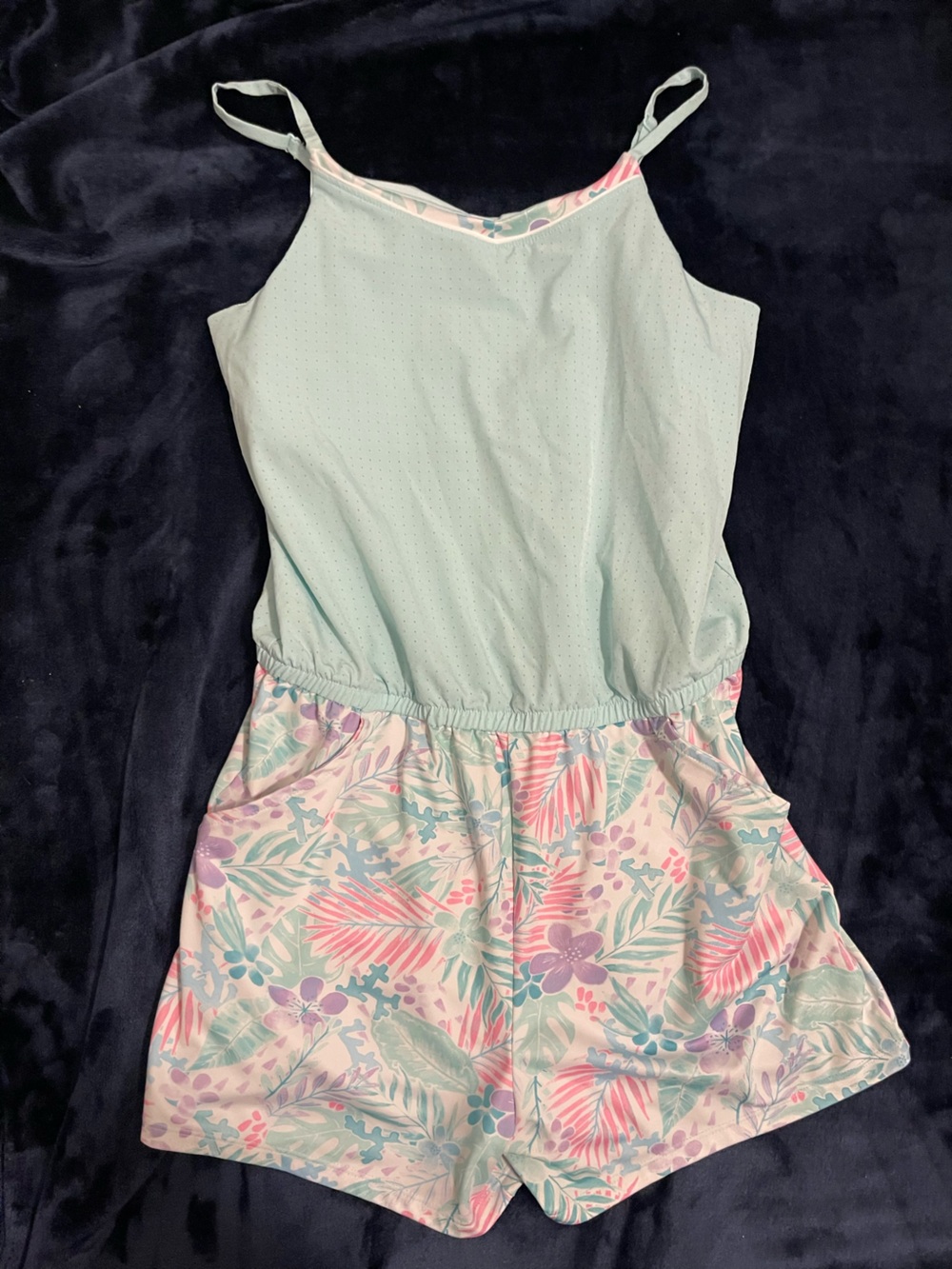 More Than Magic Mint, Pink & Purple Tropical Skater Romper